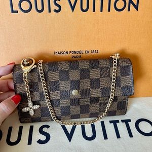 Louis Vuitton Authentic Sarah Damier Ebene Wallet on Chain